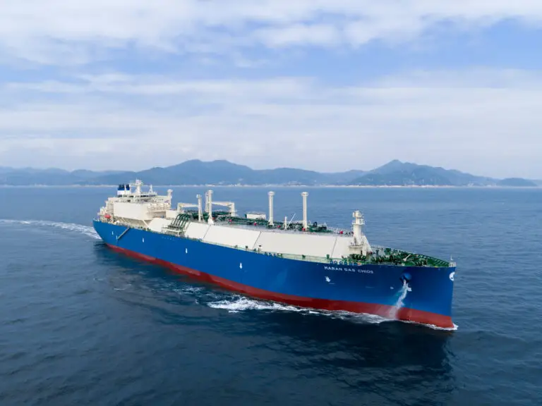 LNG carrier Maran Gas Chios at sea. The vessel is part of a methane abatement pilot in collaboration with Daphne Technology and the Angelicoussis Group.